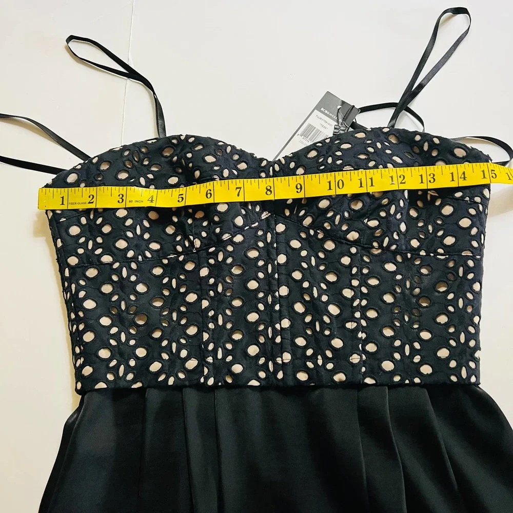 Bcbgmaxazria Tess Black Eyelet Bodice High Low Dress Size 4 Brand New - Picture 8 of 13